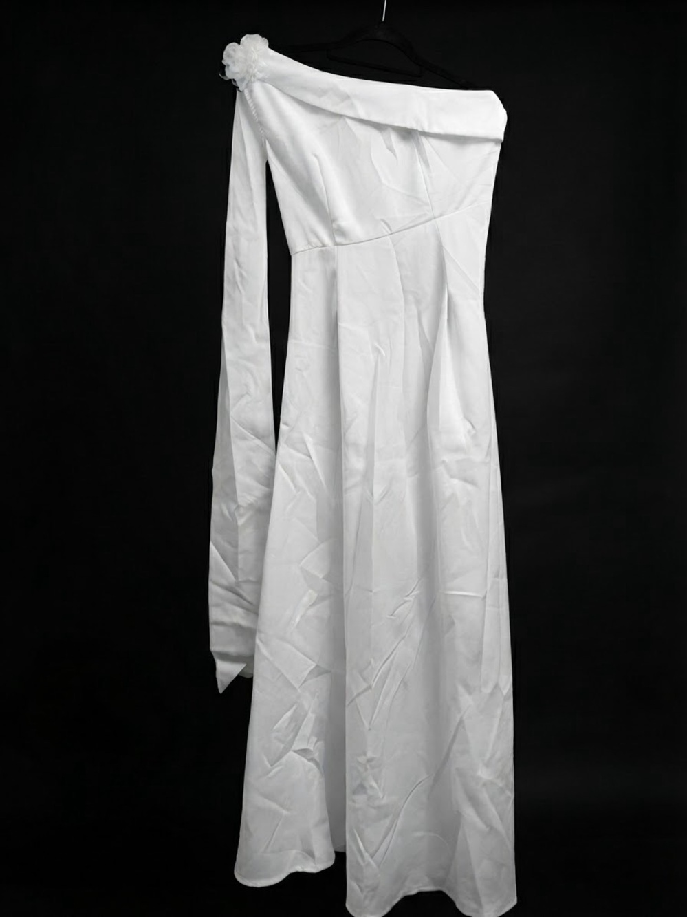 White One-Shoulder Evening Dress